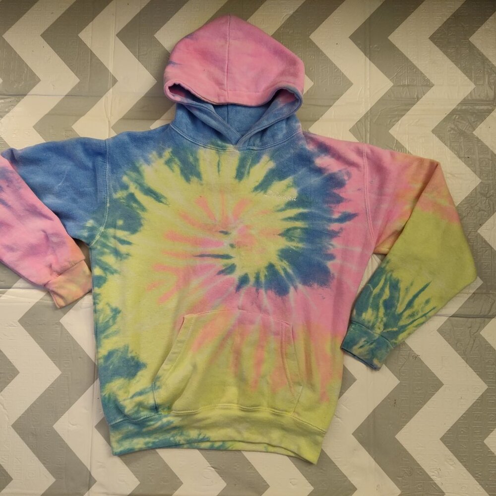 COLORTONE Multicolor Bright Tie Dye Hoodie Sweatshirt Girls Size L 14-16